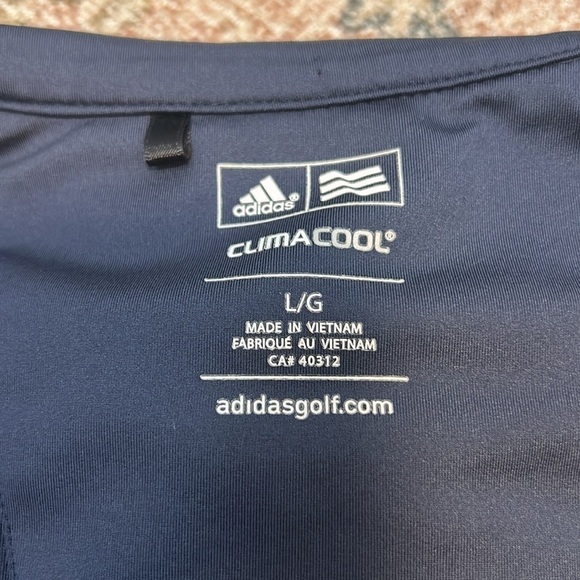Adidas ClimaCool Navy Blue w Baby Blue Accents Sleeveless Golf Shirt Sz L - Picture 7 of 8